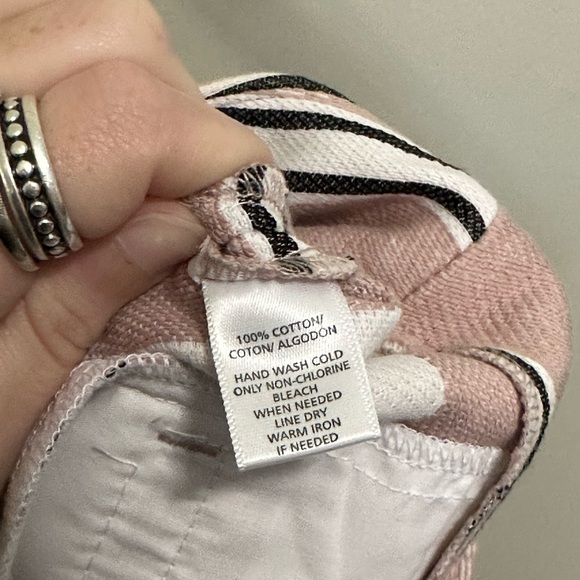 Loft Pink White Black Striped High Waisted Formal Shorts size 0 30” waist - Picture 6 of 6